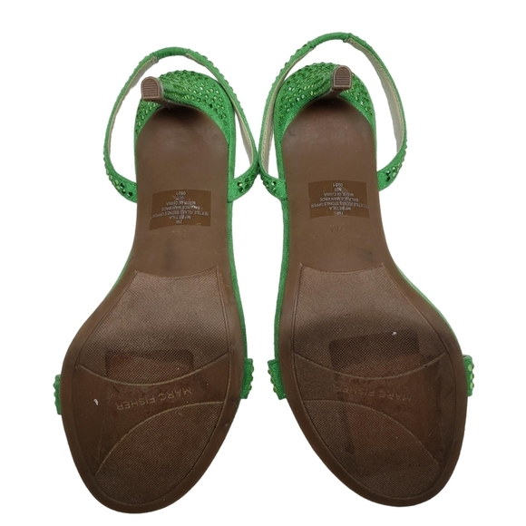 Marc Fisher | Batila Lime Green Embellished Open Toe Stiletto Heels Women's 7 - Picture 12 of 12